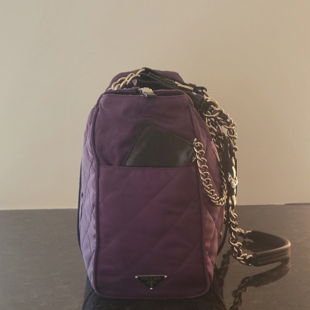 SALE!!!!💯Authentic Prada Tessuto Metallo Vintage Shoulder Bag In Violet - Picture 2 of 4